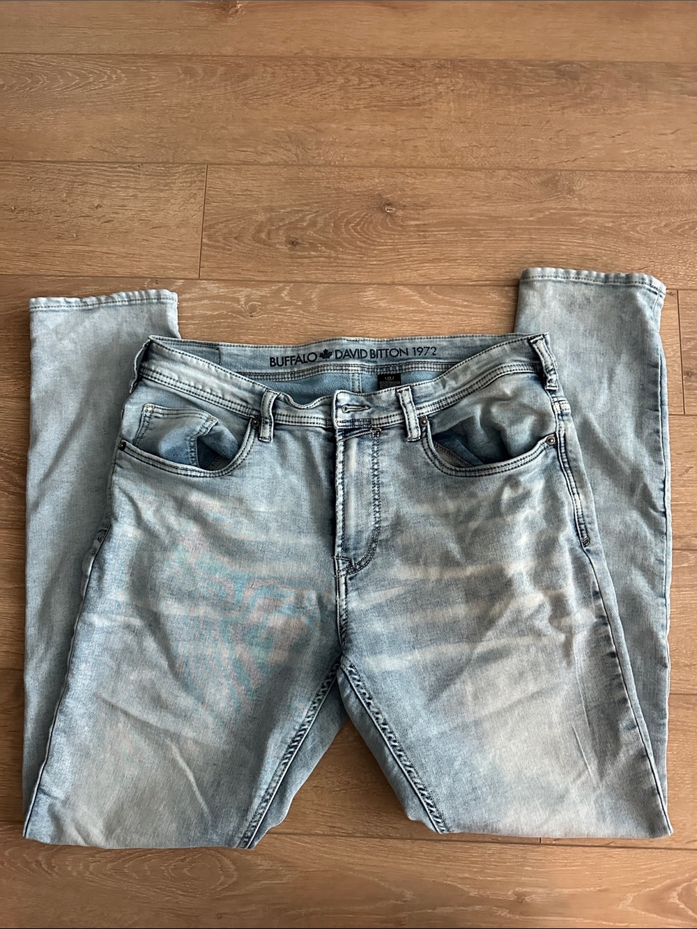 Buffalo David Bitton Men's Light Gray Slim Straight Jeans